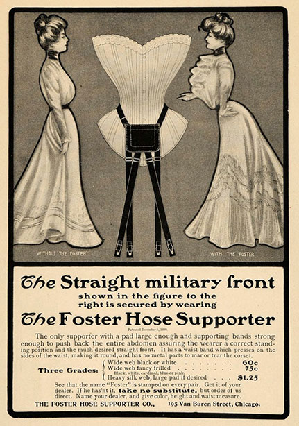 1901 Vintage Corset Training Corset Ad Victorian:Edwardian - Foster Hose Supporter Military Front