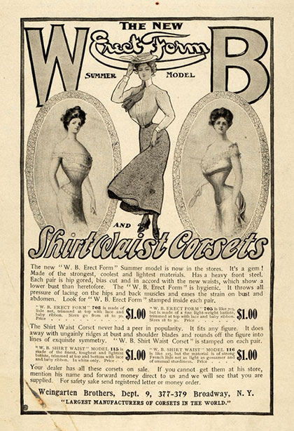1901 Vintage Corset Training Corset Ad Victorian:Edwardian - Weingarten Brothers Shirt Waist Corsets