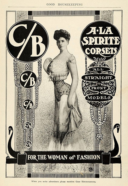1904 Vintage Corset Training Corset Ad Edwardian - Woman of Fashion C:B Corsets Straight Front