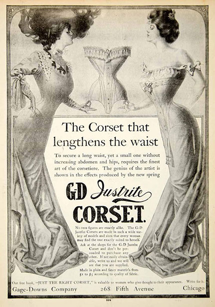 1906 Vintage Corset Training Corset Ad Edwardian - Gage Downs Justrite Corset 268 Fifth Ave Chicago IL
